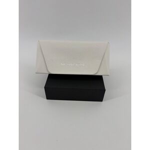 Michael Kors White Saffiano Sunglasses Case with Cleaning Cloth Silver Logo